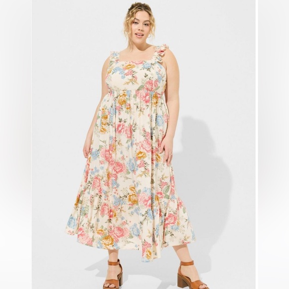 Torrid Maxi Challis Ruffle Strap Tiered Dress size 3 new without tags - Picture 1 of 9